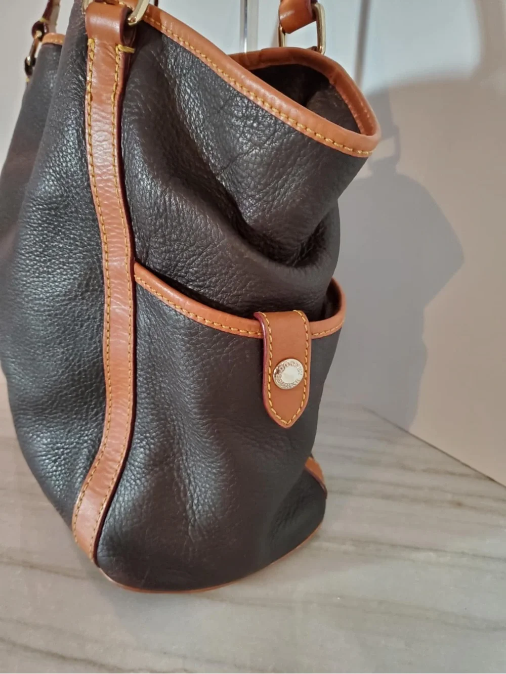 DOONEY & BOURKE Florentine Kristen Black Leather Shoulder Tote‎ Bag VTG